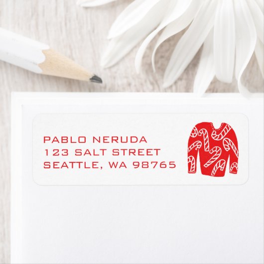 Ugly Christmas Sweater Xmas CUSTOM Mailing Address Etiket (Insitu)