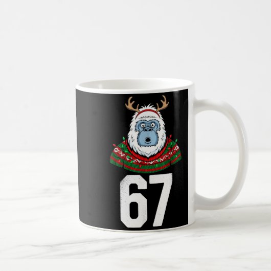 Ugly Christmas Sweater Yeti Gorilla Reindeer 67  Koffiemok (Rechts)