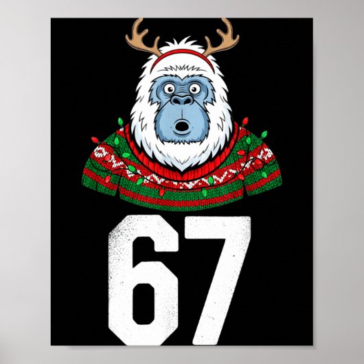 Ugly Christmas Sweater Yeti Gorilla Reindeer 67  Poster (Voorkant)
