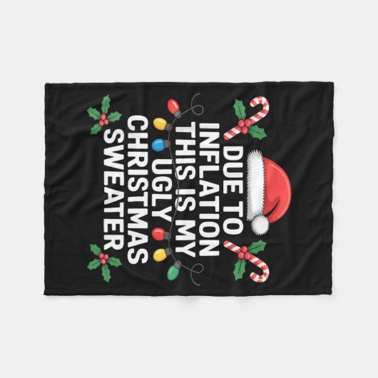 Ugly Christmas Sweaters Funny Due To Inflation  Fleece Deken (Voorkant (Horizontaal))