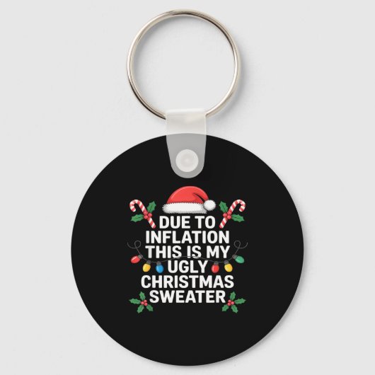 Ugly Christmas Sweaters Funny Due To Inflation Sleutelhanger (Voorkant)