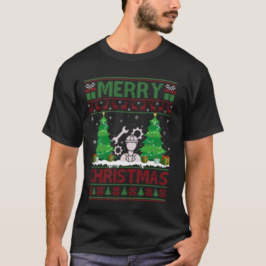 Ugly Christmas Tree Lighting Mechanical Engineer U T-shirt (Voorkant)