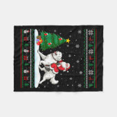 Ugly Christmas Tree Lights Santa Riding Great Pyre Fleece Deken (Voorkant (Horizontaal))