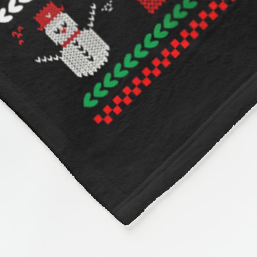 Ugly Christmas Tree Lights Santa Riding Great Pyre Fleece Deken (Hoek)