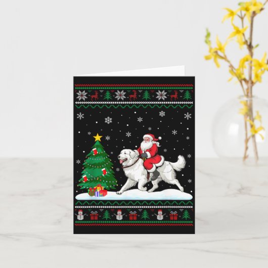 Ugly Christmas Tree Lights Santa Riding Great Pyre Kaart (Gele Bloem)