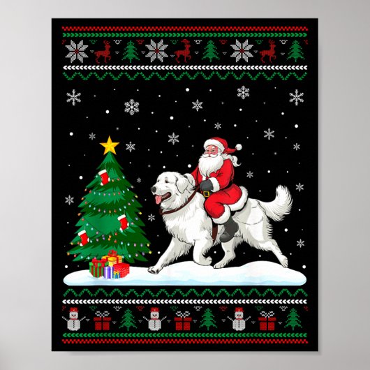 Ugly Christmas Tree Lights Santa Riding Great Pyre Poster (Voorkant)
