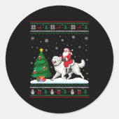 Ugly Christmas Tree Lights Santa Riding Great Pyre Ronde Sticker (Voorkant)