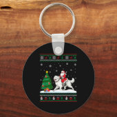 Ugly Christmas Tree Lights Santa Riding Great Pyre Sleutelhanger (Voorkant)