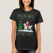 Ugly Christmas Tree Lights Santa Riding Great Pyre T-shirt (Voorkant)