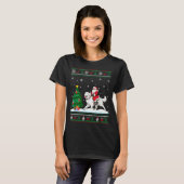 Ugly Christmas Tree Lights Santa Riding Great Pyre T-shirt (Voorkant volledig)