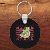 Ugly Christmas Turtle Middle Finger Off Funny Sarc Sleutelhanger (Voorkant)