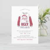 Ugly Christmas Watercolor Sweater Party Kaart (Staand voorkant)