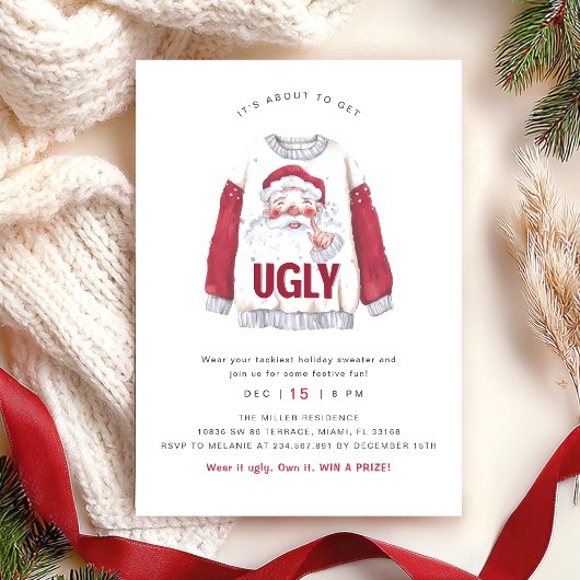 Ugly Christmas Watercolor Sweater Party Kaart