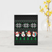 Ugly Christmas Xmas Tree Snowman Santa Claus New Y Kaart (Gele Bloem)