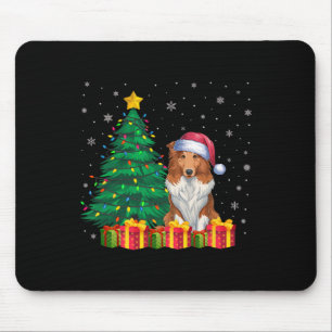 Ugly Collie Santa Hat Christmas Lights Hondenliefh Muismat