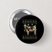 Ugly Cow Christmas Sweater Santa Hat And Light Up  Ronde Button 5,7 Cm (Voorkant /achterkant)