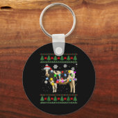 Ugly Cow Christmas Sweater Santa Hat And Light Up  Sleutelhanger (Voorkant)