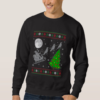 Ugly Crow Xmas Verlichting Tree Santa Riding Crow Trui