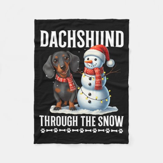 Ugly Dachshund Christmasthrough The Snow Gift Chri Fleece Deken (Voorkant)