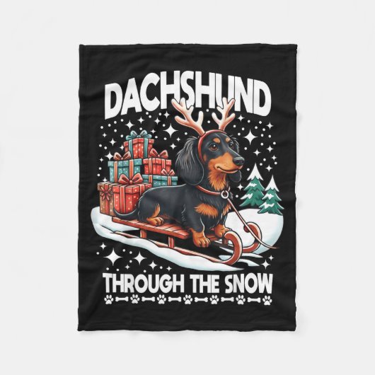 Ugly Dachshund Christmasthrough The Snow Gift Chri Fleece Deken (Voorkant)