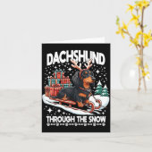 Ugly Dachshund Christmasthrough The Snow Gift Chri Kaart (Gele Bloem)