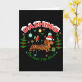 Ugly Dachshund Christmasthrough The Snow Gift Chri Kaart (Gele Bloem)