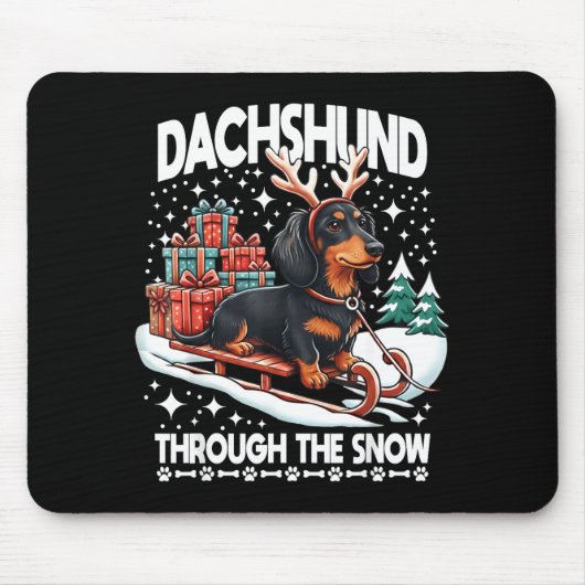 Ugly Dachshund Christmasthrough The Snow Gift Chri Muismat (Voorkant)