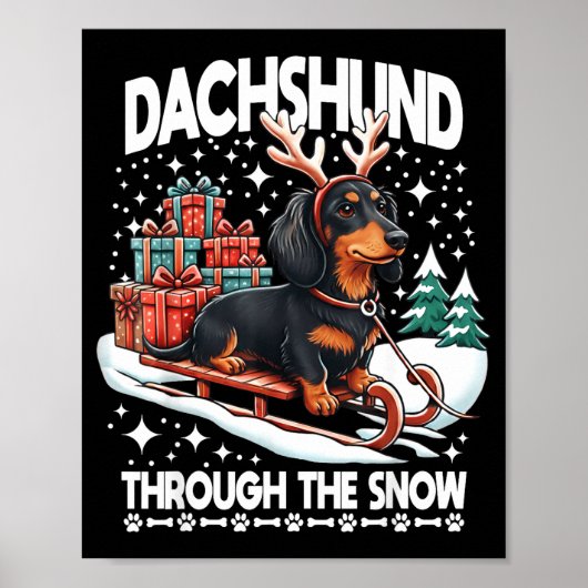 Ugly Dachshund Christmasthrough The Snow Gift Chri Poster (Voorkant)
