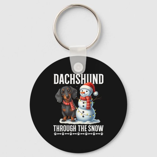 Ugly Dachshund Christmasthrough The Snow Gift Chri Sleutelhanger (Voorkant)