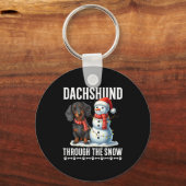 Ugly Dachshund Christmasthrough The Snow Gift Chri Sleutelhanger (Voorkant)