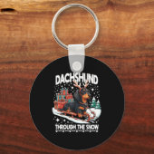 Ugly Dachshund Christmasthrough The Snow Gift Chri Sleutelhanger (Voorkant)