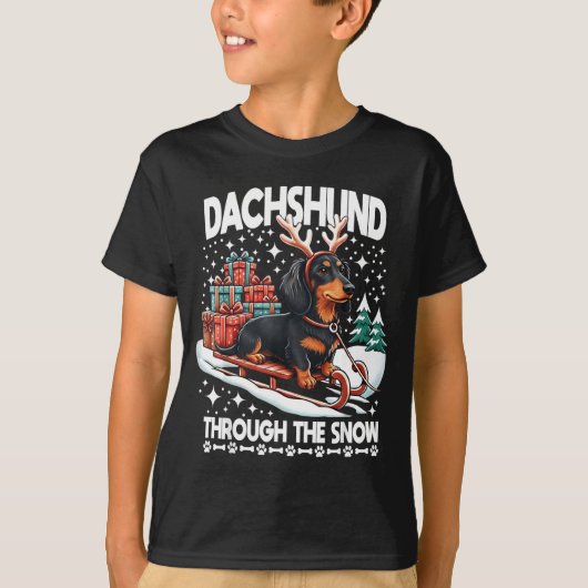 Ugly Dachshund Christmasthrough The Snow Gift Chri T-shirt (Voorkant)