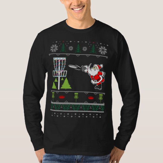 Ugly Disk Golf Santa KerstSweater Funny Xmas T-shirt (Voorkant)