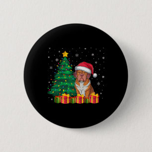 Ugly Dogue De Bordeaux Santa Hat Kerstverlichting Ronde Button 5,7 Cm