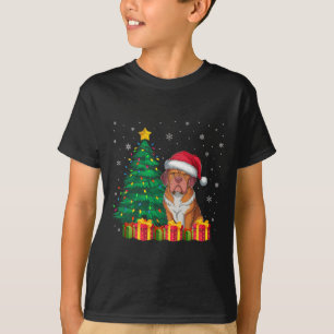 Ugly Dogue De Bordeaux Santa Hat Kerstverlichting T-shirt