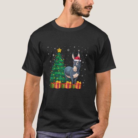 Ugly Donkey Santa Hat Kerstboom Verlicht Panama T-shirt (Voorkant)