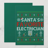 Ugly Electrician Xmas Gift Santa Loves Electrician Kaart (Voorkant / Achterkant)