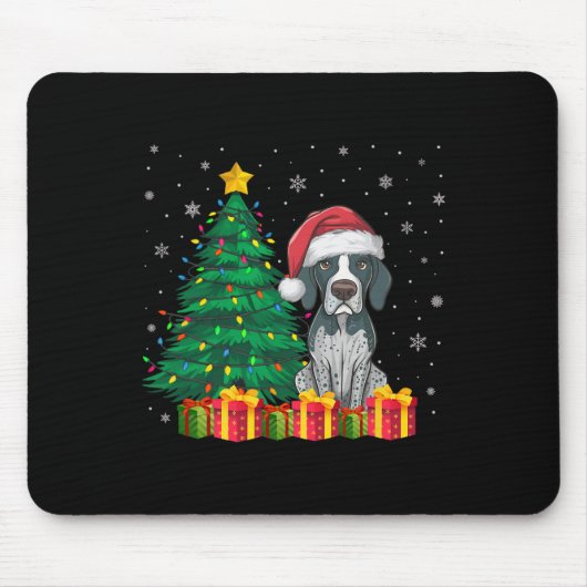 Ugly English Pointer Santa Hat kerstverlichting do Muismat (Voorkant)