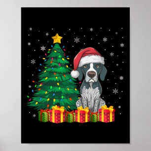 Ugly English Pointer Santa Hat kerstverlichting do Poster
