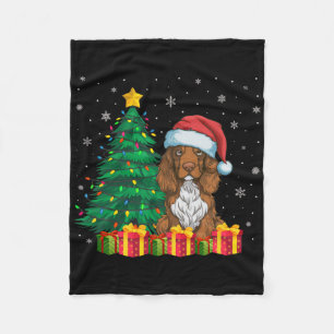 Ugly Field Spaniel Santa Hat Kerstverlichting Hond Fleece Deken
