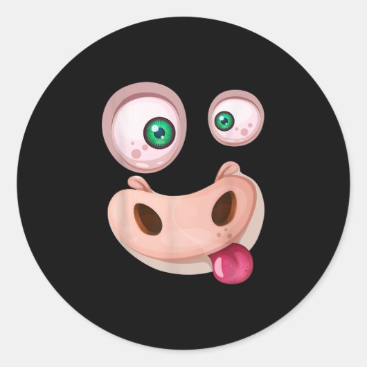 Ugly Funny Monster Koe Face Halloween Gift Ronde Sticker (Voorkant)