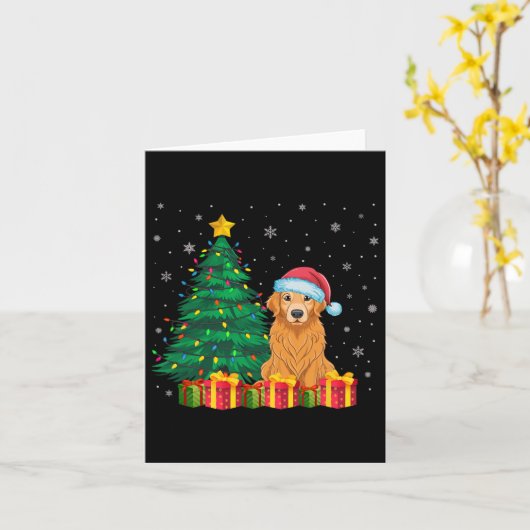 Ugly Golden Retriever Santa Hat Kerstverlichting D Kaart (Gele Bloem)