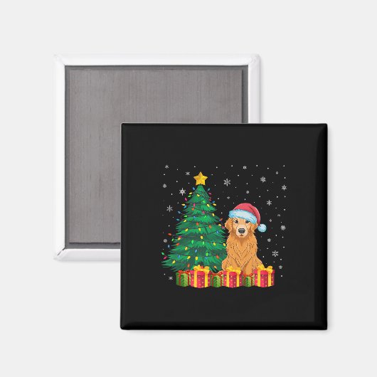 Ugly Golden Retriever Santa Hat Kerstverlichting D Magneet (Voorkant / Achterkant)