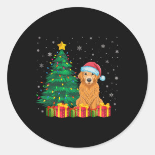 Ugly Golden Retriever Santa Hat Kerstverlichting D Ronde Sticker