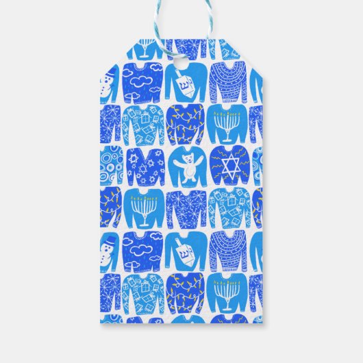 Ugly Hannukah Sweater Holiday Pattern CUSTOM Cadeaulabel (Achterkant)
