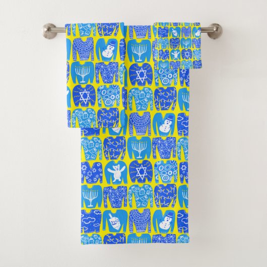 Ugly Hannukah Sweaters Holiday Pattern Bad Handdoek (Insitu)