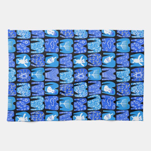 Ugly Hannukah Sweaters Holiday Pattern Theedoek (Horizontaal)