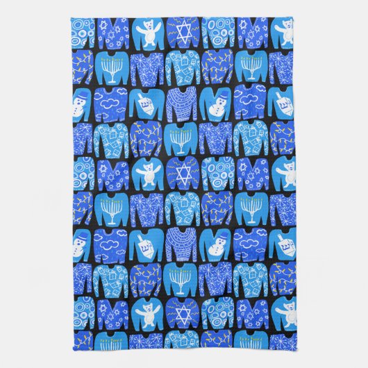 Ugly Hannukah Sweaters Holiday Pattern Theedoek (Verticaal)