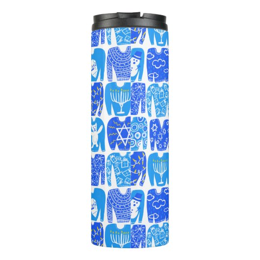 Ugly Hannukah Sweaters Holiday Pattern Thermosbeker (Achterkant)