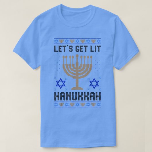 Ugly Hanukkah Chanukah Menorah Let's Get Lit Jewis T-shirt (Design voorkant)
